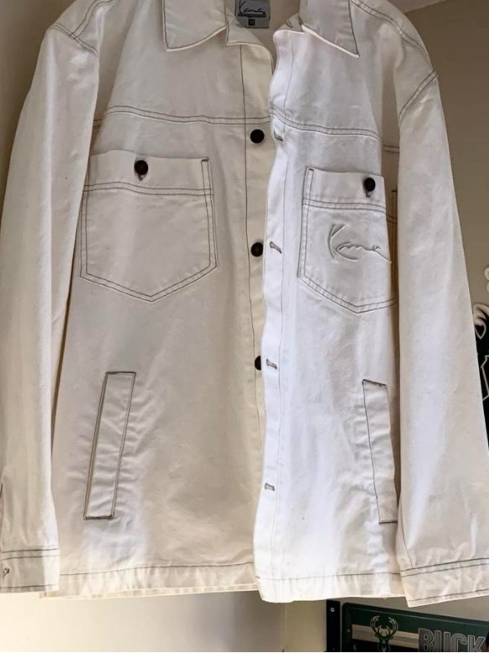 Karl Kani Off-White Canvas Jacket with Contrast Stitching